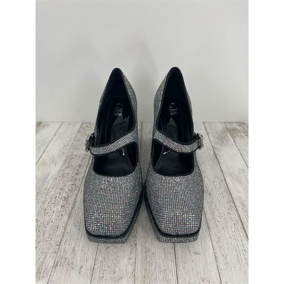 Gianni Bini 2-Night Disco Glitter Silver Rhinestone Platform Pumps Size 10M - Picture 4 of 8